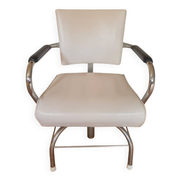 Fauteuil de salon en vinyle blanc, années 1960, États-Unis