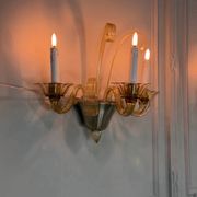 Venetian wall light in gilded Murano glass, circa 1940, set of five available.