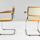 Set of Two Mid-Century Modern Marcel Breuer B64 Blonde Cesca Chairs, Italy, 70s