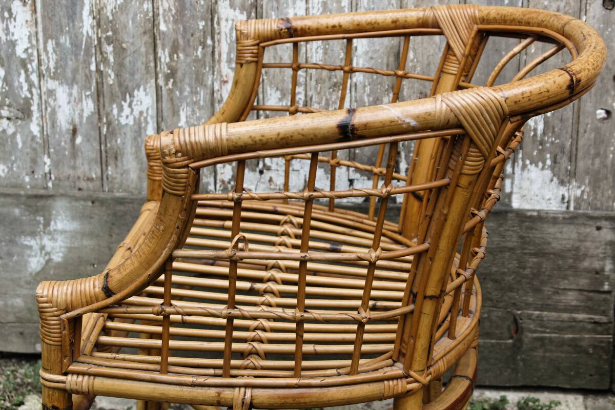 Paire de fauteuils en rotin, made in Italy