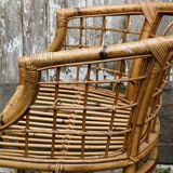 Pair of rattan armchairs, made in Italy