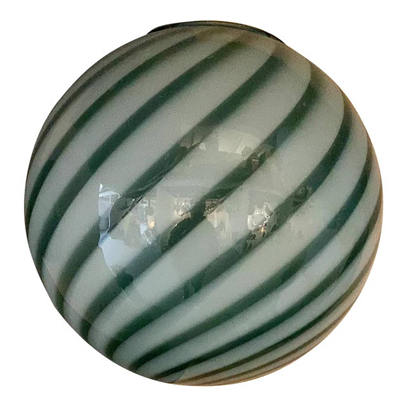 Contemporary Blue and Milky-White Sphere Pendant in Murano Glass