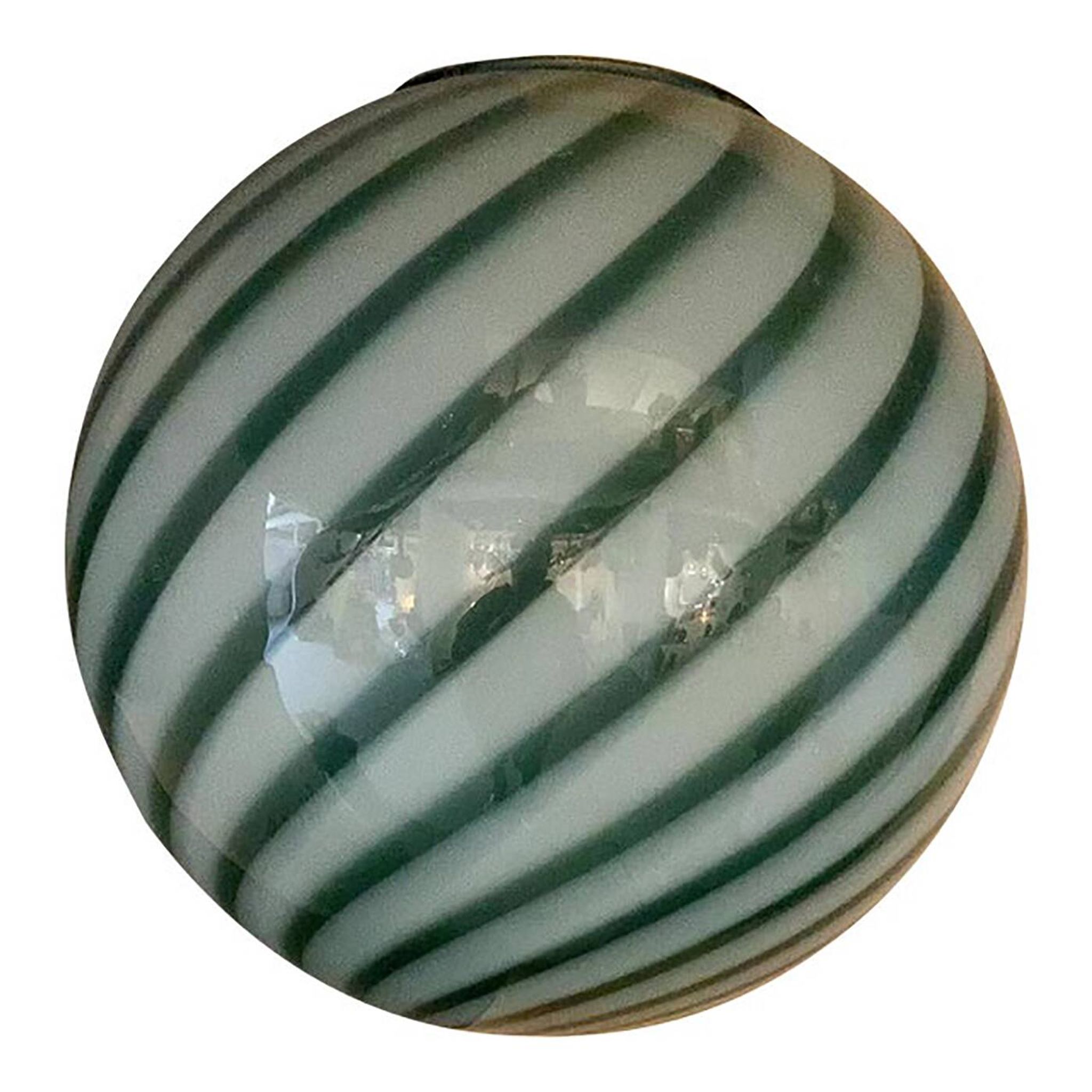 Contemporary Blue and Milky-White Sphere Pendant in Murano Glass