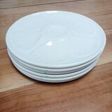 Set of 6 white oyster plates
