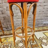 Set de 3 tabourets de bar en bois courbé 1960