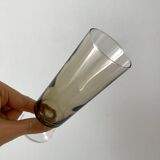 Set of 4 champagne flutes in smoked glass 70s