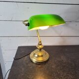 Lampe de bureau vintage en laiton abat-jour en verre