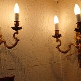 Paire d'appliques style rocaille bronze