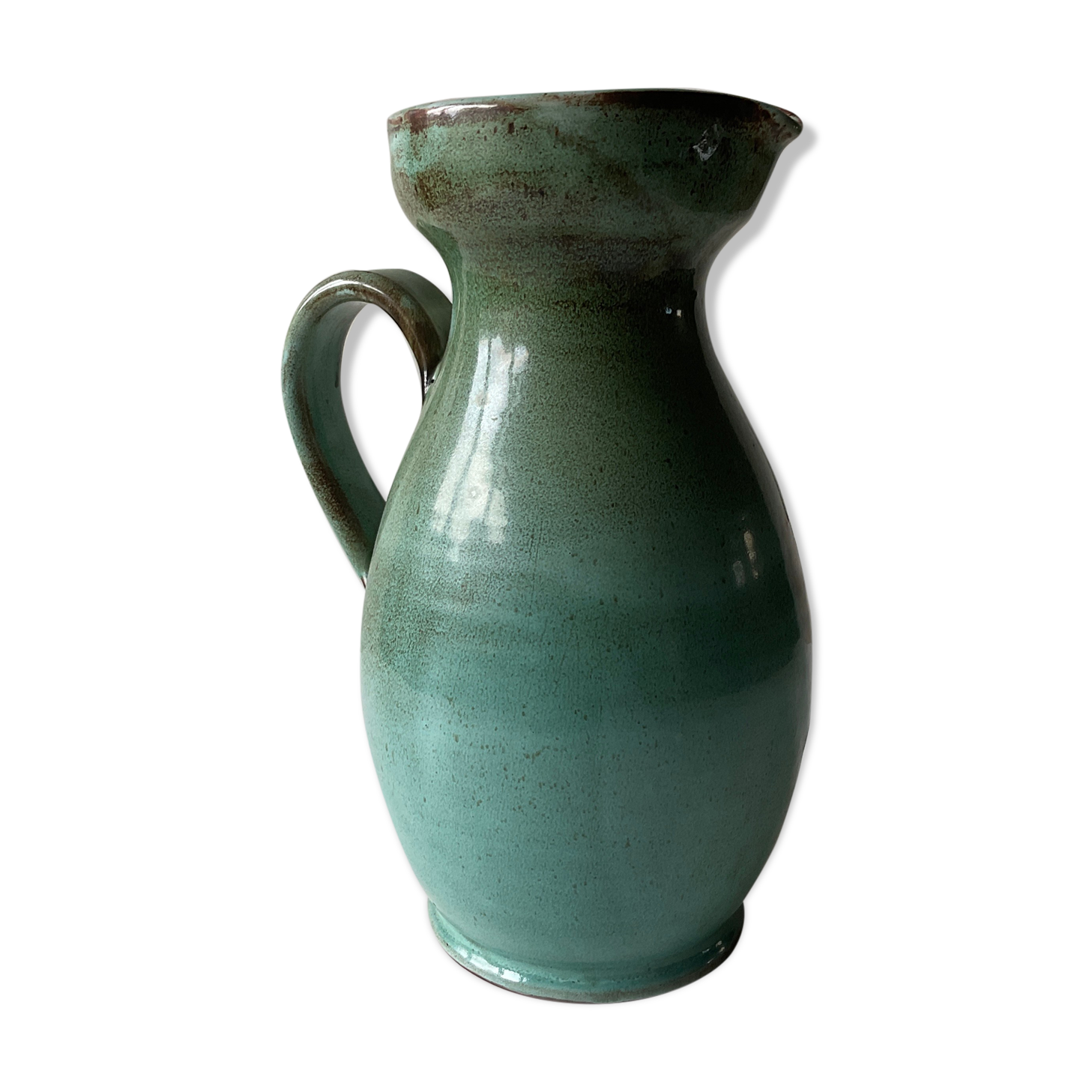 Vintage celadon ceramic pitcher