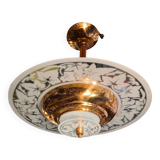 art deco suspension chandelier 1920 a 40 copper and glass very good condition 45xl49 not common