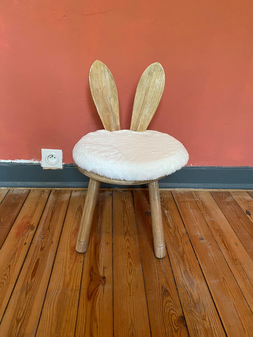 Chaise pour Enfant Oreilles Lapin 56cm Naturel