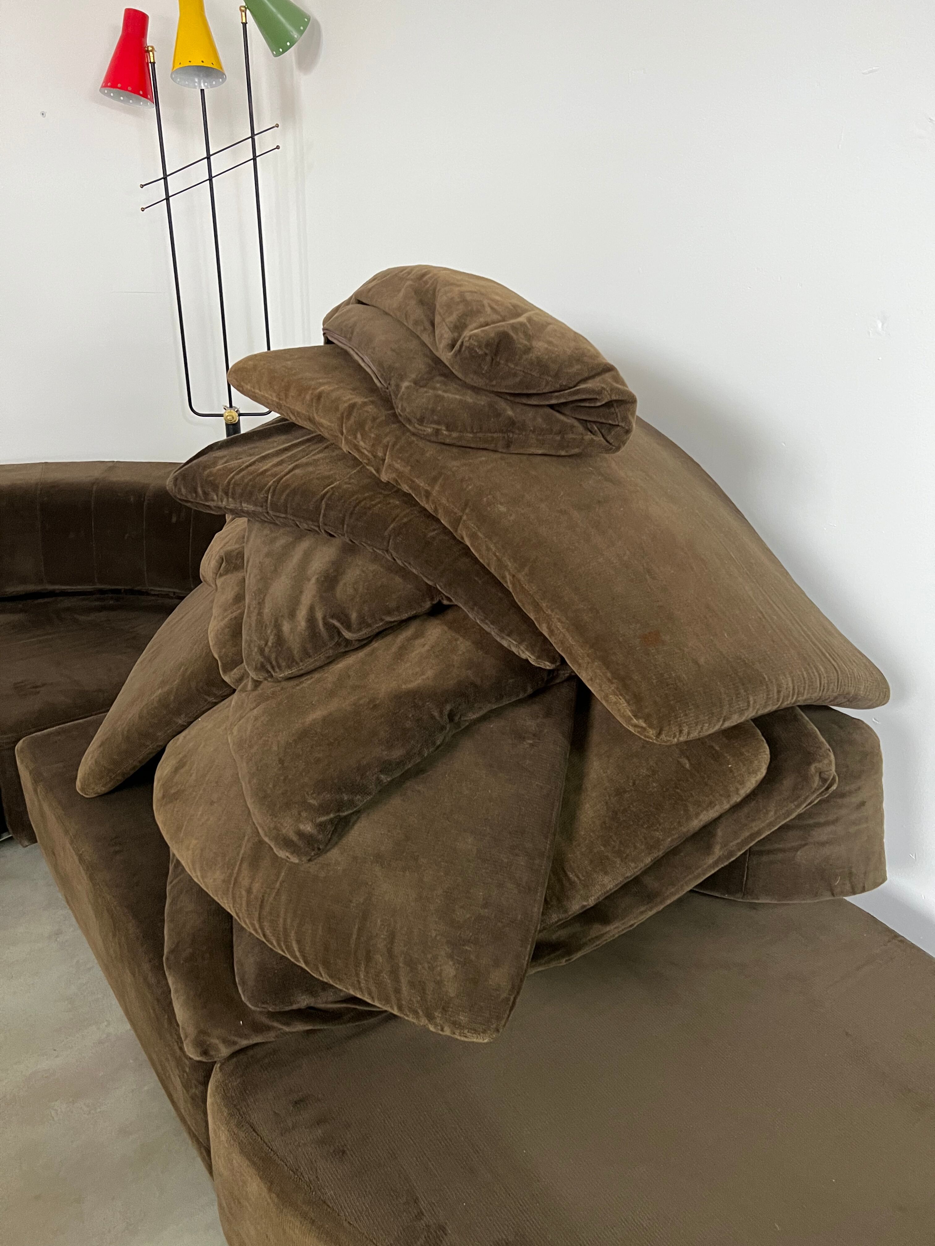 Old vintage modular sofa 6 elements of the 70s velvet / design