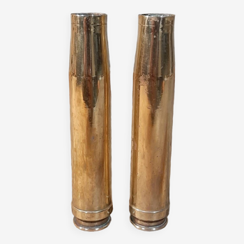 Pair of brutalist copper vases