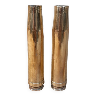 Pair of brutalist copper vases