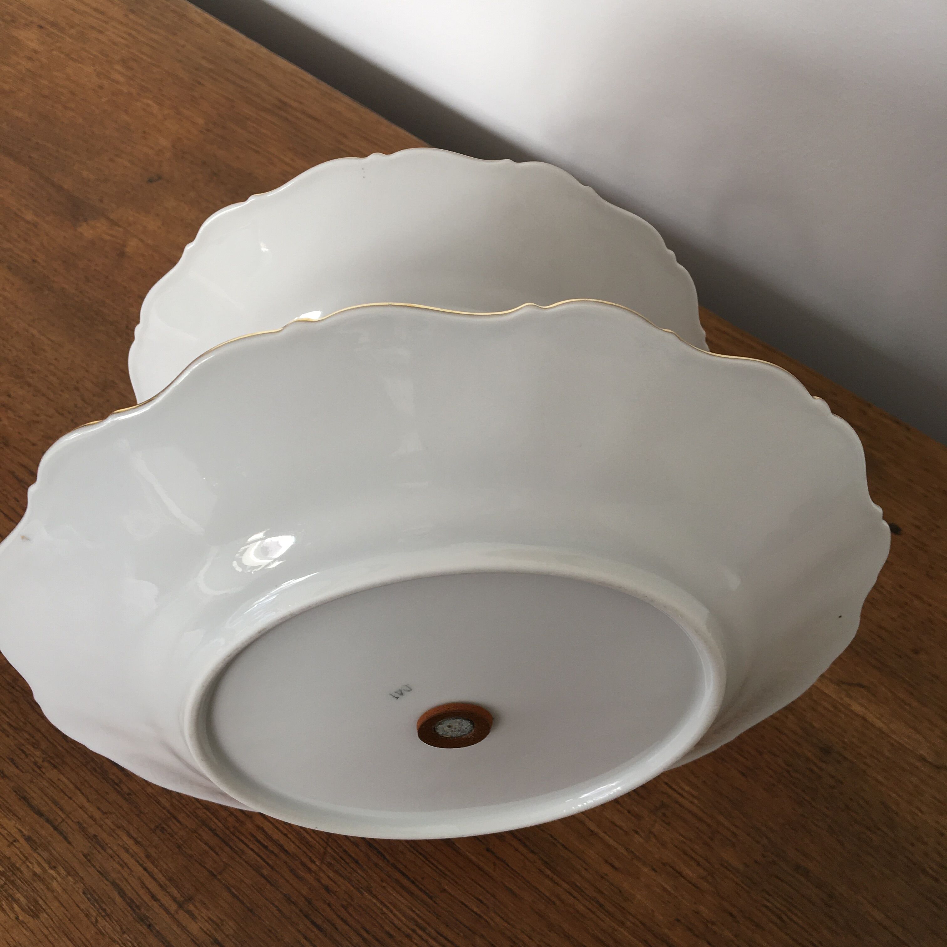 Serviteur muet porcelaine 2 niveaux décor rose