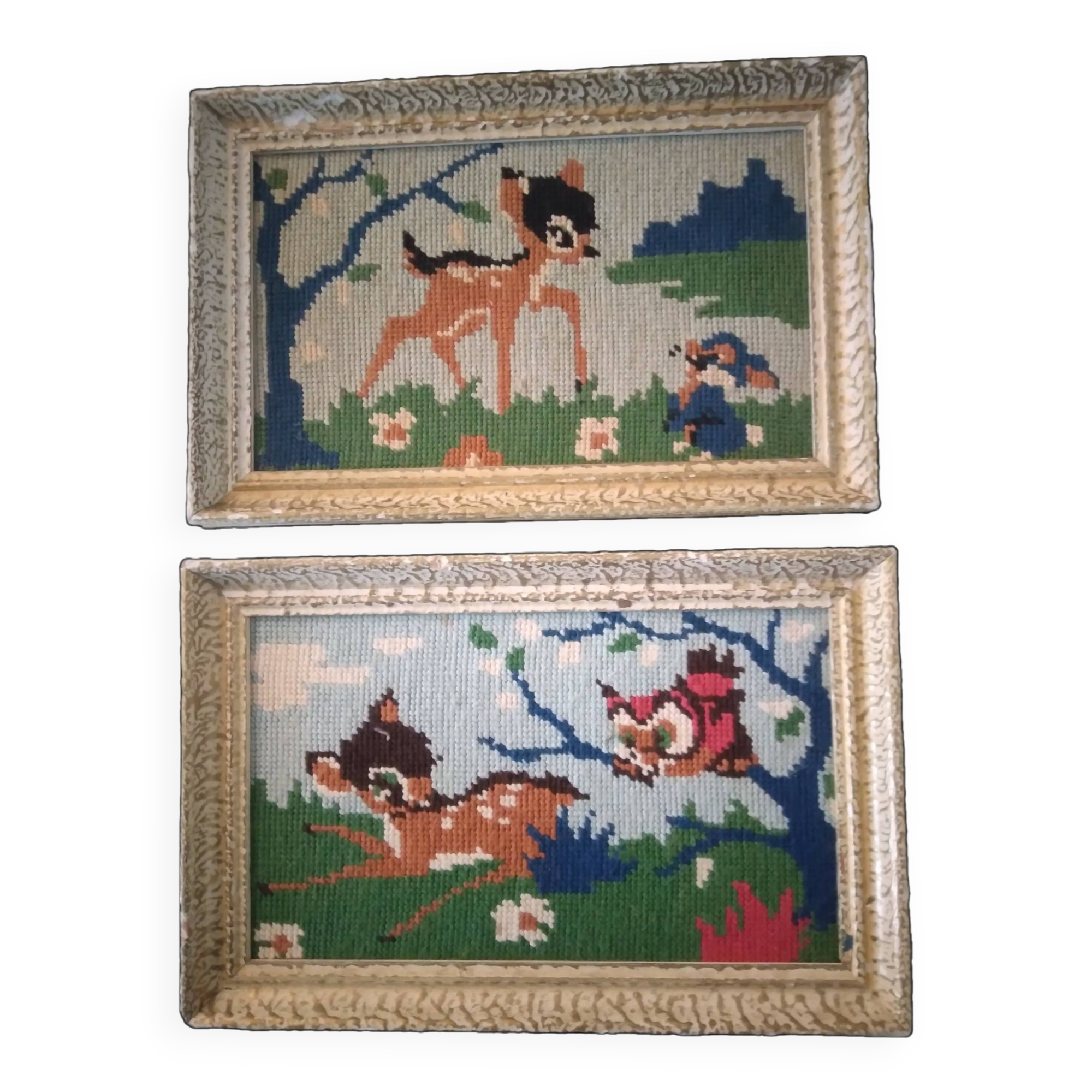 Pair of vintage Bambi canvas frames