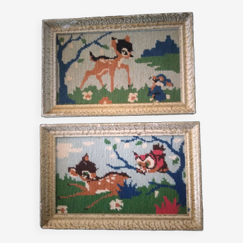 Pair of vintage Bambi canvas frames