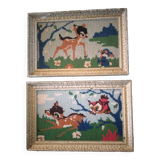 Pair of vintage Bambi canvas frames
