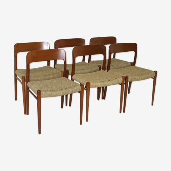 Set of 6 Danish chairs by Niels O. Møller for J.L. Mollers, 1950 s