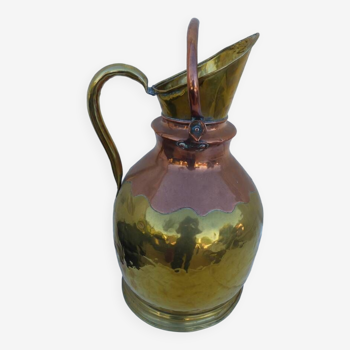 Large bi-colored copper pitcher, height 48 cm