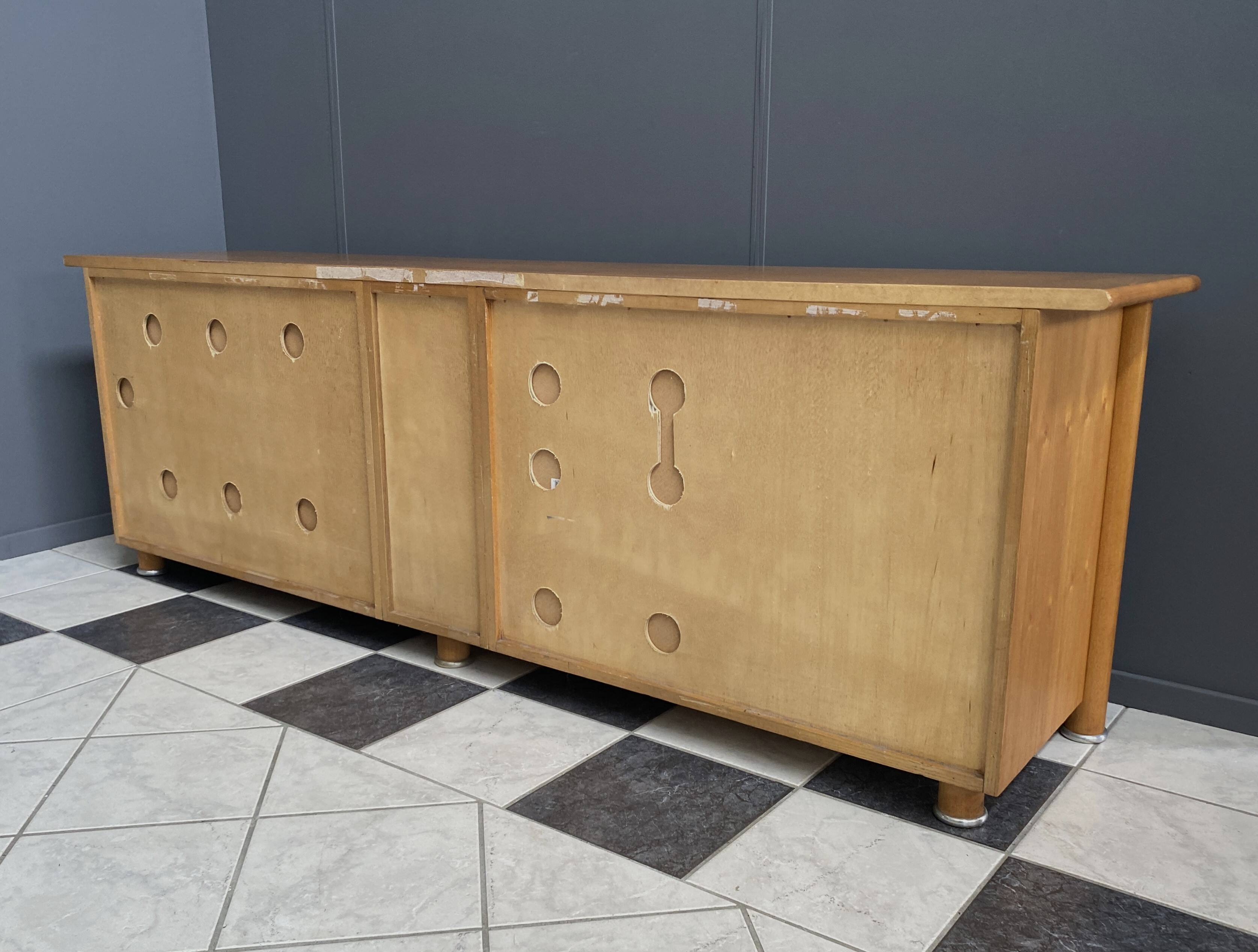 Large blonde Wicker & wood webbing sideboard