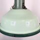 Industrial soviet green enamel pendant light with glass cover, 1960s