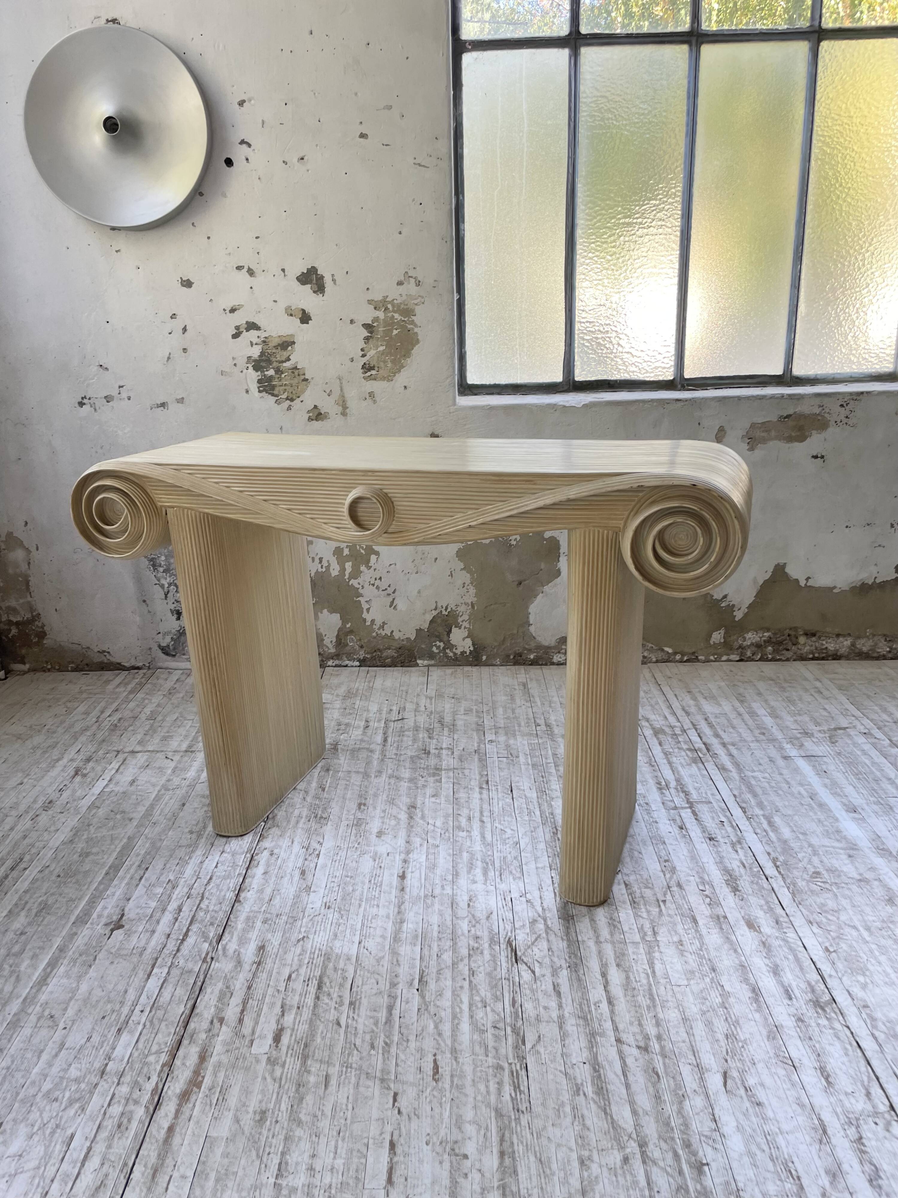 70s console in tropicalist rattan