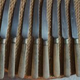 Lot of 8 antique knives with wooden handles.