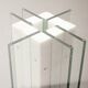 White Marble Italian Square Side Table with Glass Top and Lighting Option