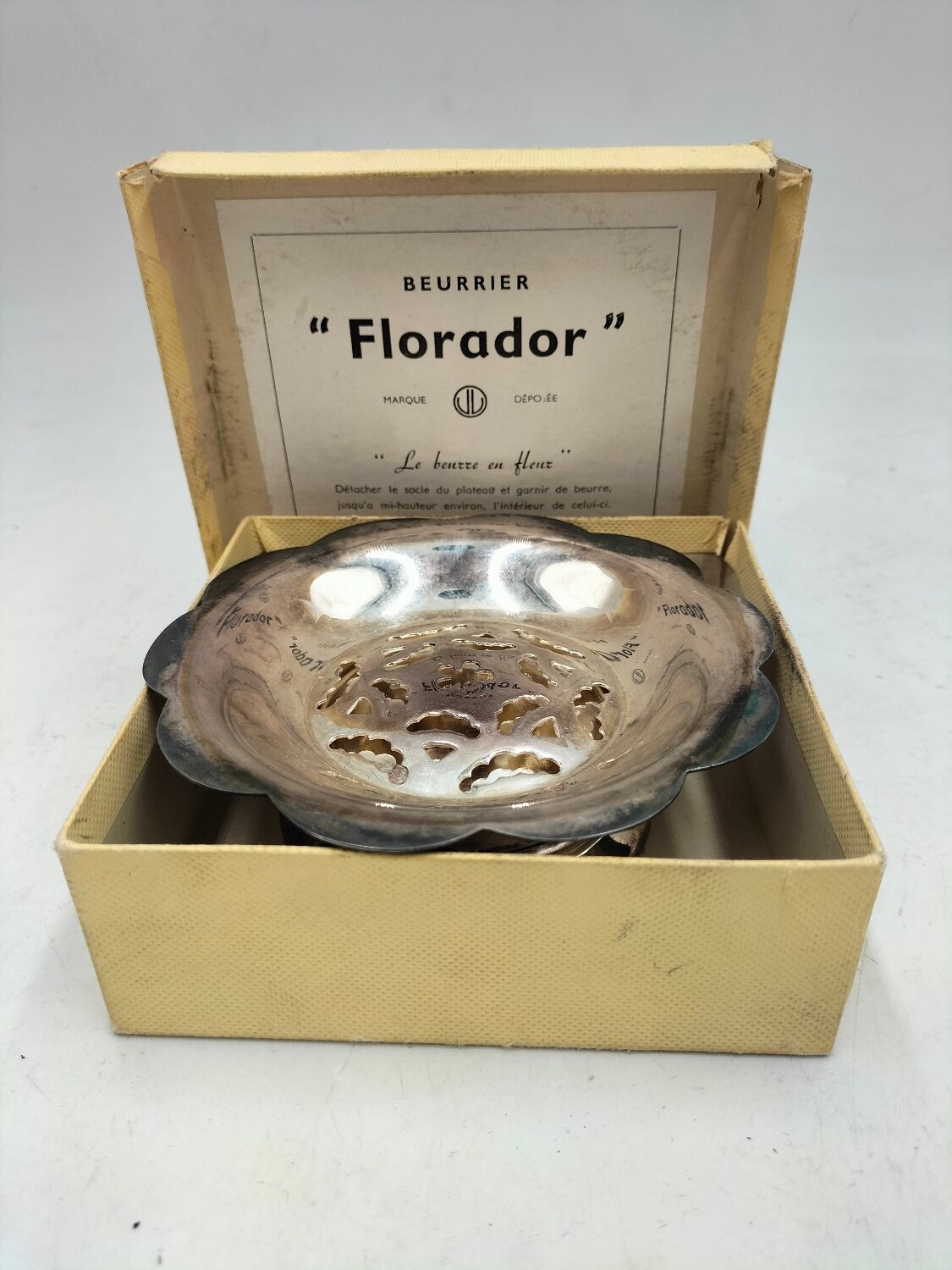 Silver-plated butter dish