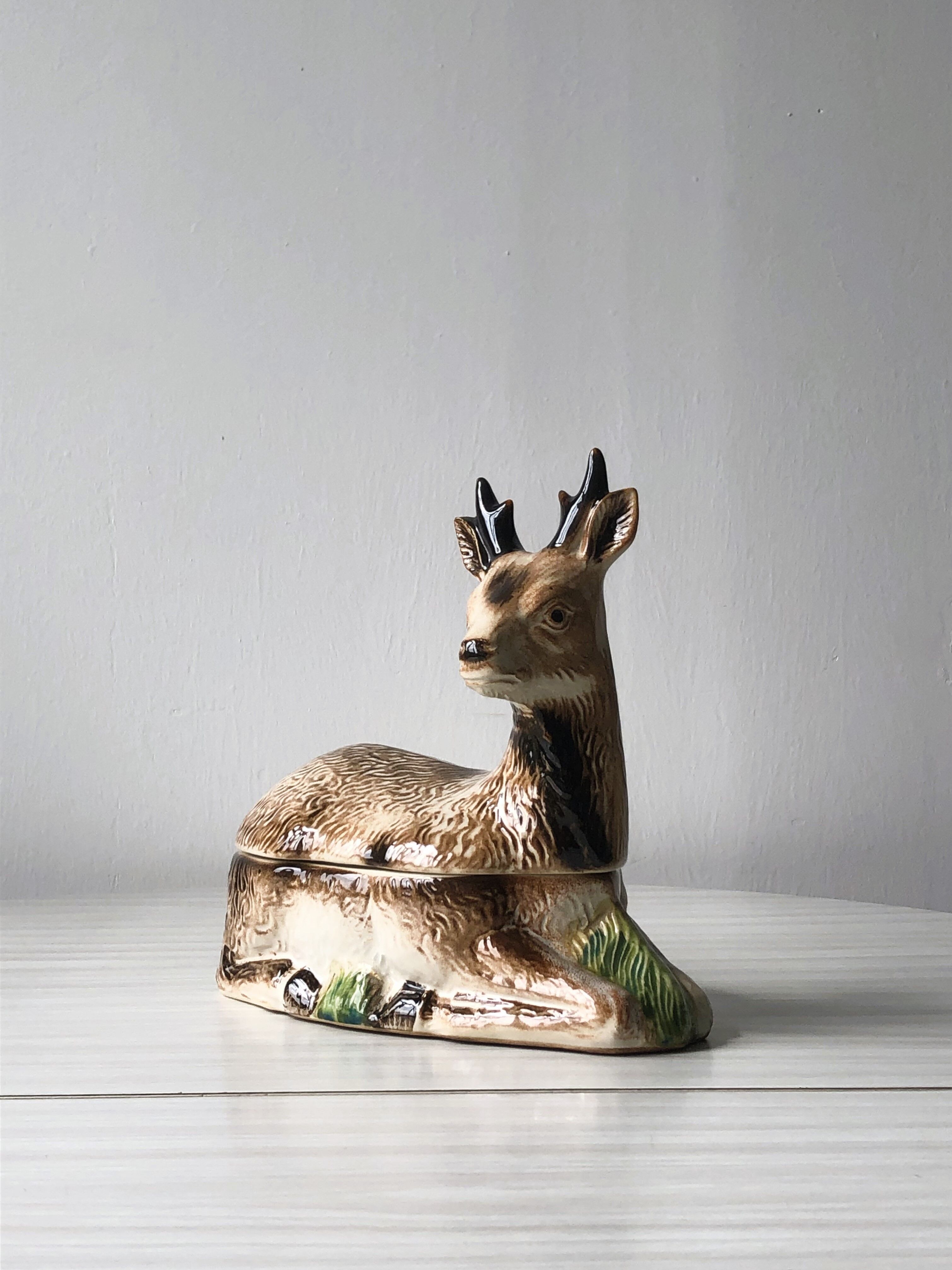 Michel Caugant Terrine deer deer ceramic earthenware vintage