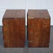 Vintage Military Campaign Brass Bedside Tables, Set of 2