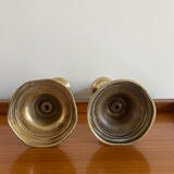 Pair of antique brass push candlesticks