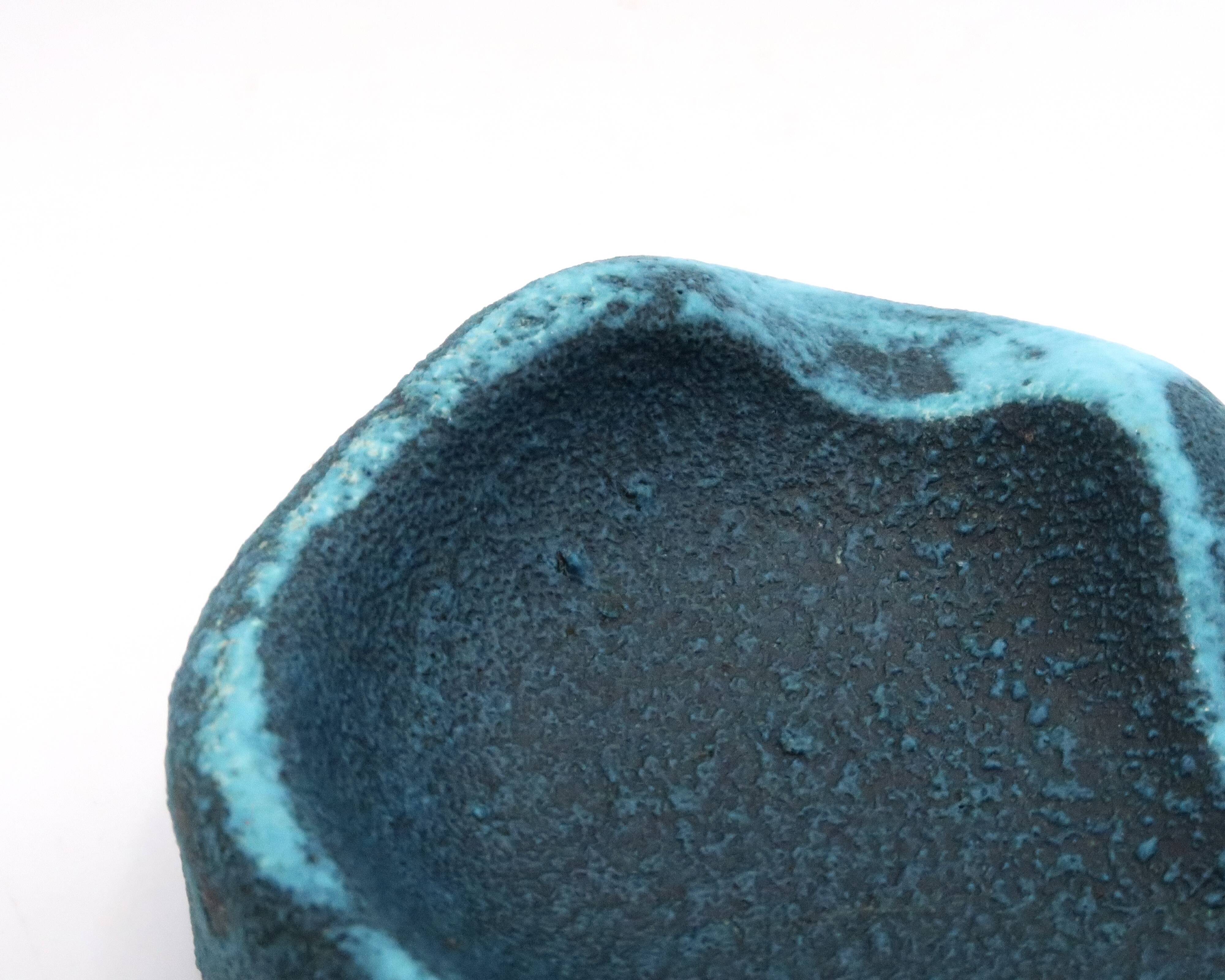 Accolay blue ceramic free-form ashtray, 1960s