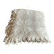 White cotton bedspread, crocheted sofa throw with star patterns