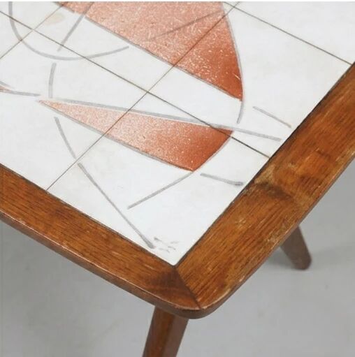 Vintage Scandinavian coffee table with tiled top - Edmund - 1950s
