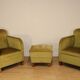 Pair of vintage velvet armchairs with footrest - 1950s
