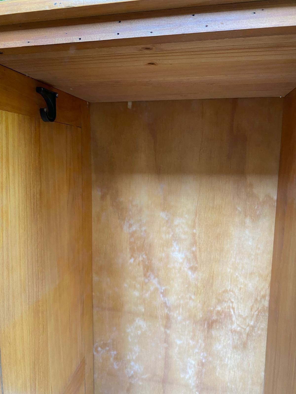 Small wardrobe / bonnetière in solid honey pine with 2 doors and 1 drawer.