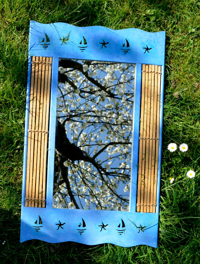 Bamboo and sailor mirror 42x67cm