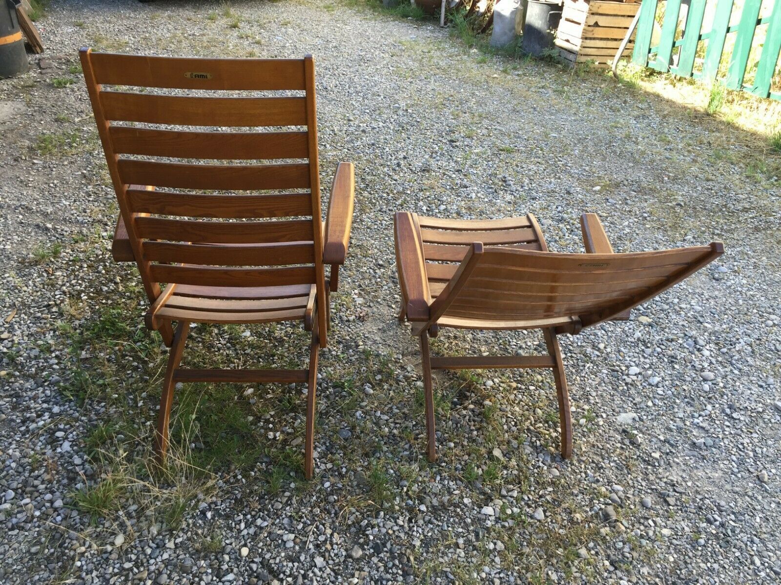 Lot 2 old wooden folding lounge runs