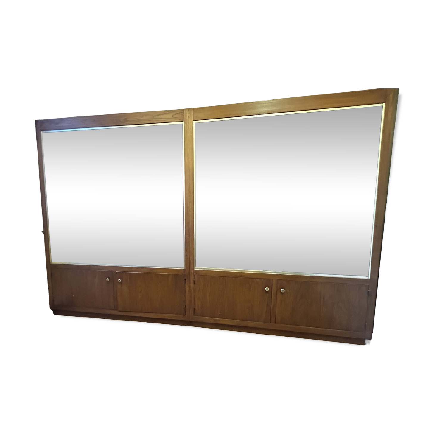 Pair of vintage display cabinets in wood and glass