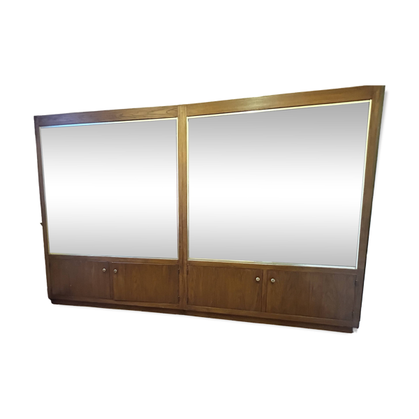 Paire de vitrines vintage en bois et verre