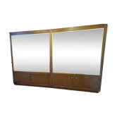 Paire de vitrines vintage en bois et verre
