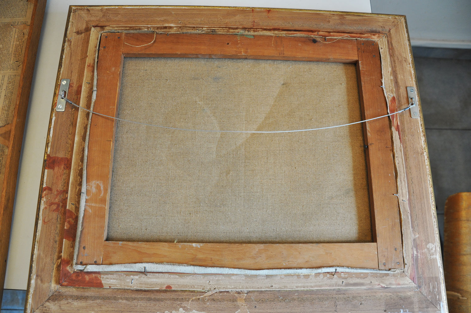 Table oil on landscape canvas