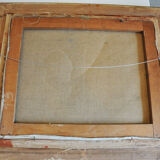 Table oil on landscape canvas