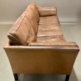 Sofa 3 places leather scandinavian design 1960