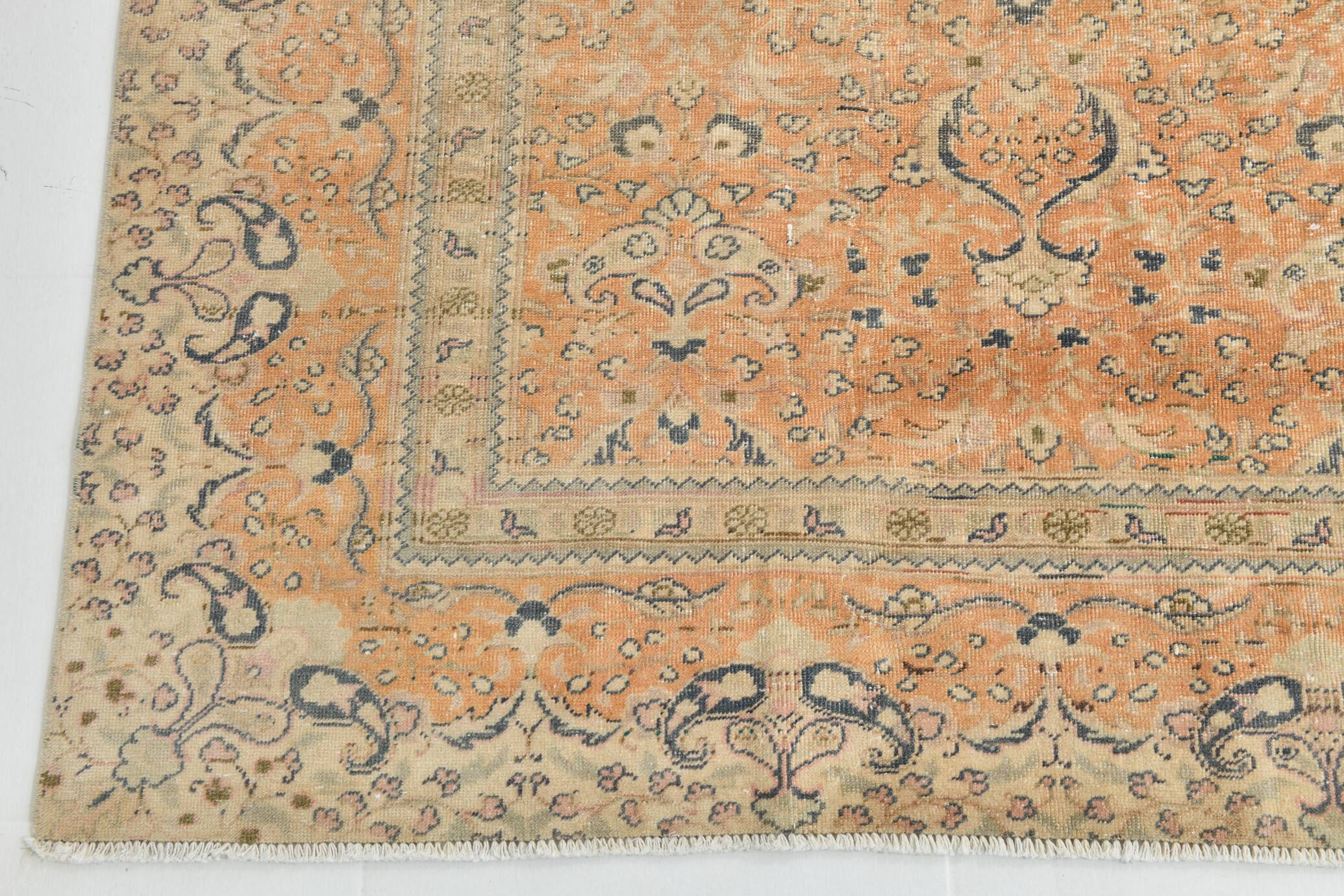Grand Tapis Vintage Saumon et Beige, Motifs Classiques, 298x400 Cm