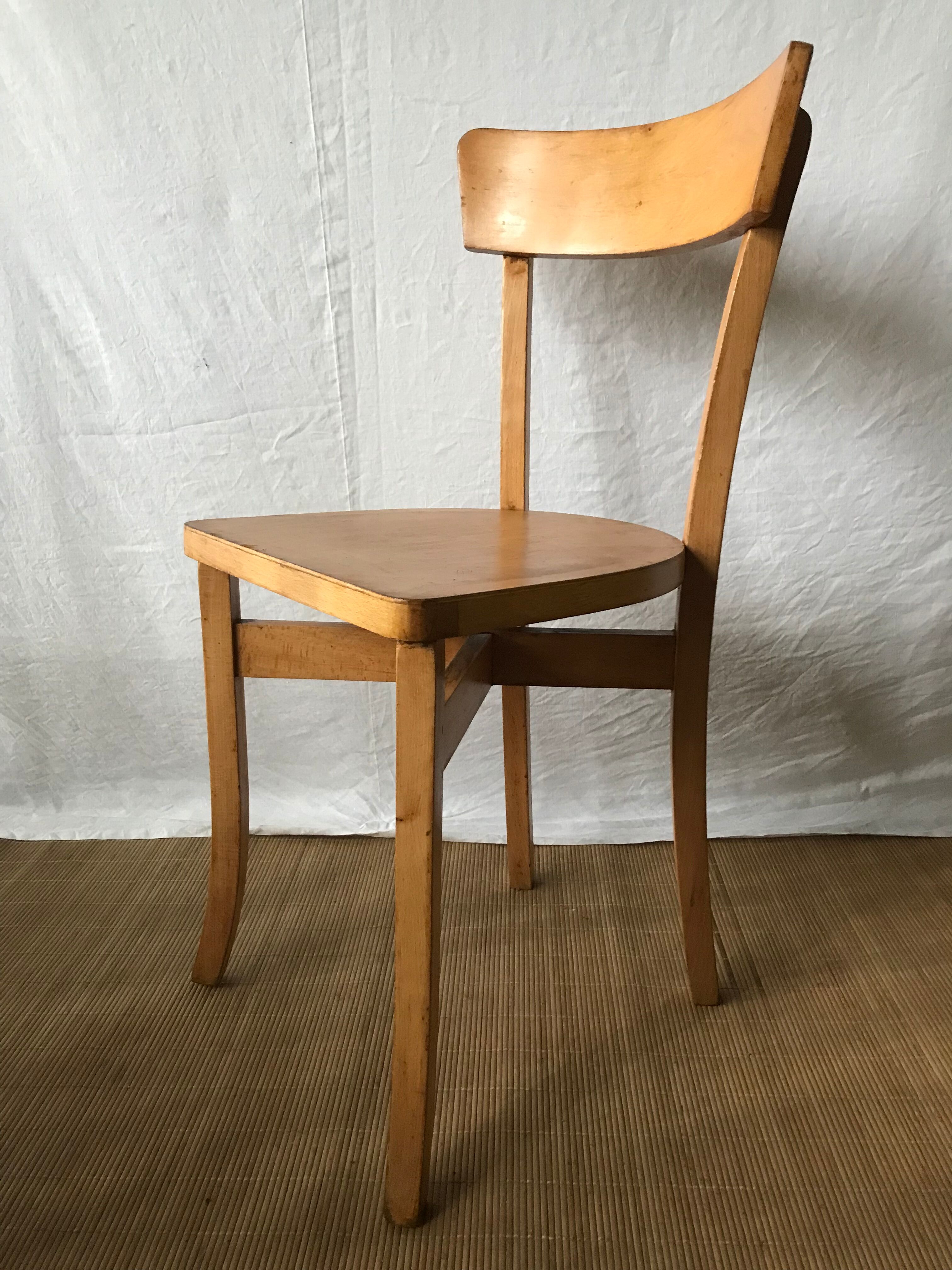 Set of 4 vintage bistro chairs manufacture Boiclerc