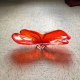 Red translucent blown glass bowl / centrepiece.