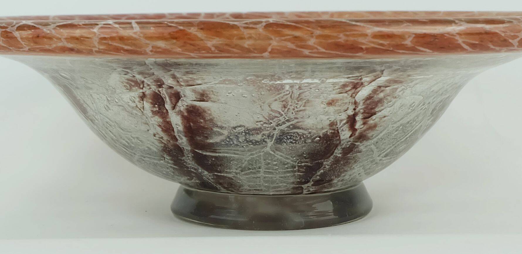 WMF art deco ikora glass BOWL karl wiedmann 1930s orange and dark red